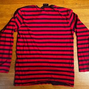 Pop England Red and Black Striped Long Sleeve Shirt